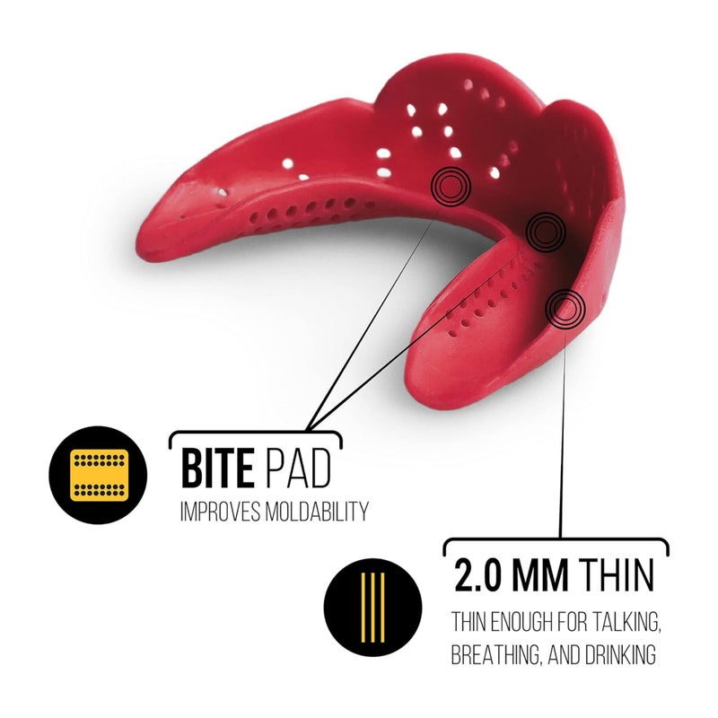 SISU Aero Large Mouthguard, Intense Red - 30% Stronger Protection for Lacrosse, Football, Hockey, Roller Derby, Team Sports - Remoldable Up to 20 Times - Ultra Slim - Works for Braces - Non Toxic - Image 5